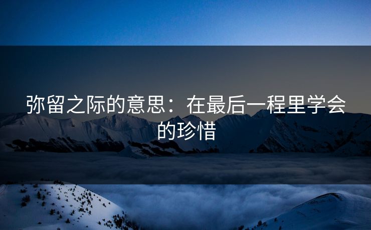 弥留之际的意思：在最后一程里学会的珍惜