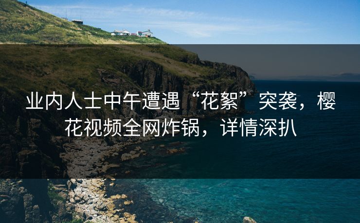 业内人士中午遭遇“花絮”突袭，樱花视频全网炸锅，详情深扒