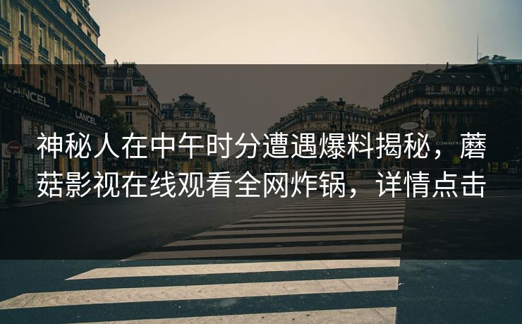神秘人在中午时分遭遇爆料揭秘，蘑菇影视在线观看全网炸锅，详情点击