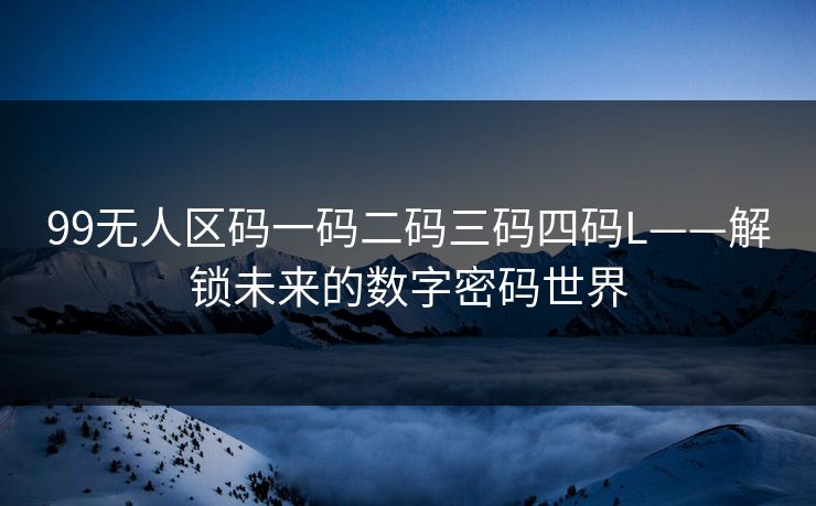 99无人区码一码二码三码四码L——解锁未来的数字密码世界